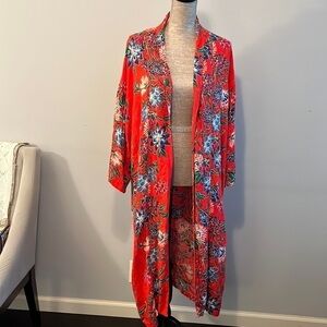 COTTON ON Red floral kimono size M/L